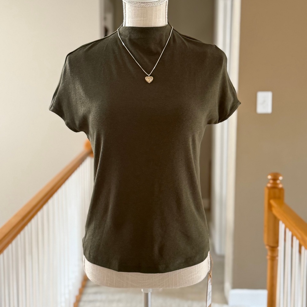 OGL Move‎ LiteWarm Essential Mockneck Short Sleeves Brami Top Deep Olive XS